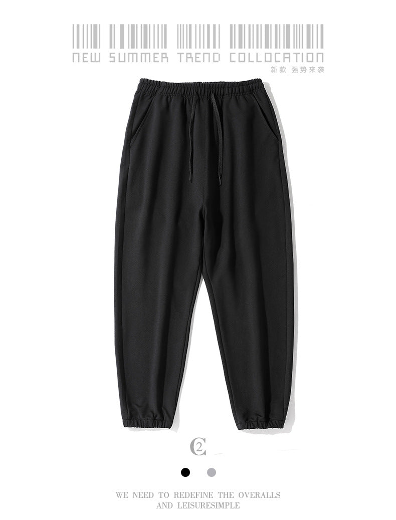 2025 Spring and Autumn Casual Sports Pants for Men, Knitted Imitation Cotton with Silky Finish, Versatile, Elasticated Cuffs, Comfortable Jogger Pants
